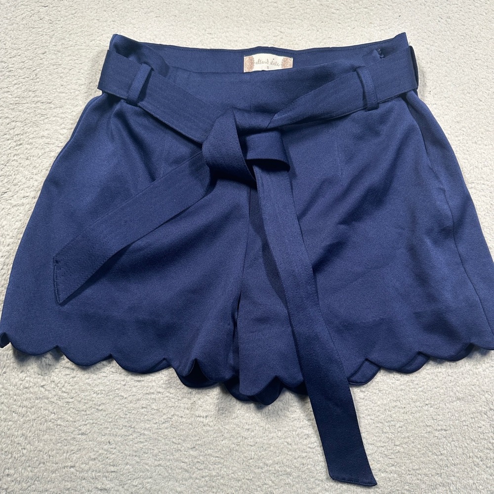 Altard State Shorts Women S Navy Scalloped Hem Tie Waist High Rise Dressy Summer
